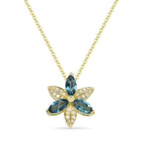 0.45ct London Blue Topaz 16"Pendant Necklace in 14K Yellow Gold