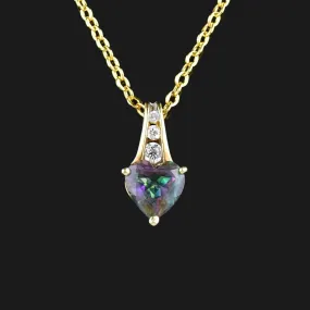 10K Gold Mystic Topaz Heart Pendant Necklace