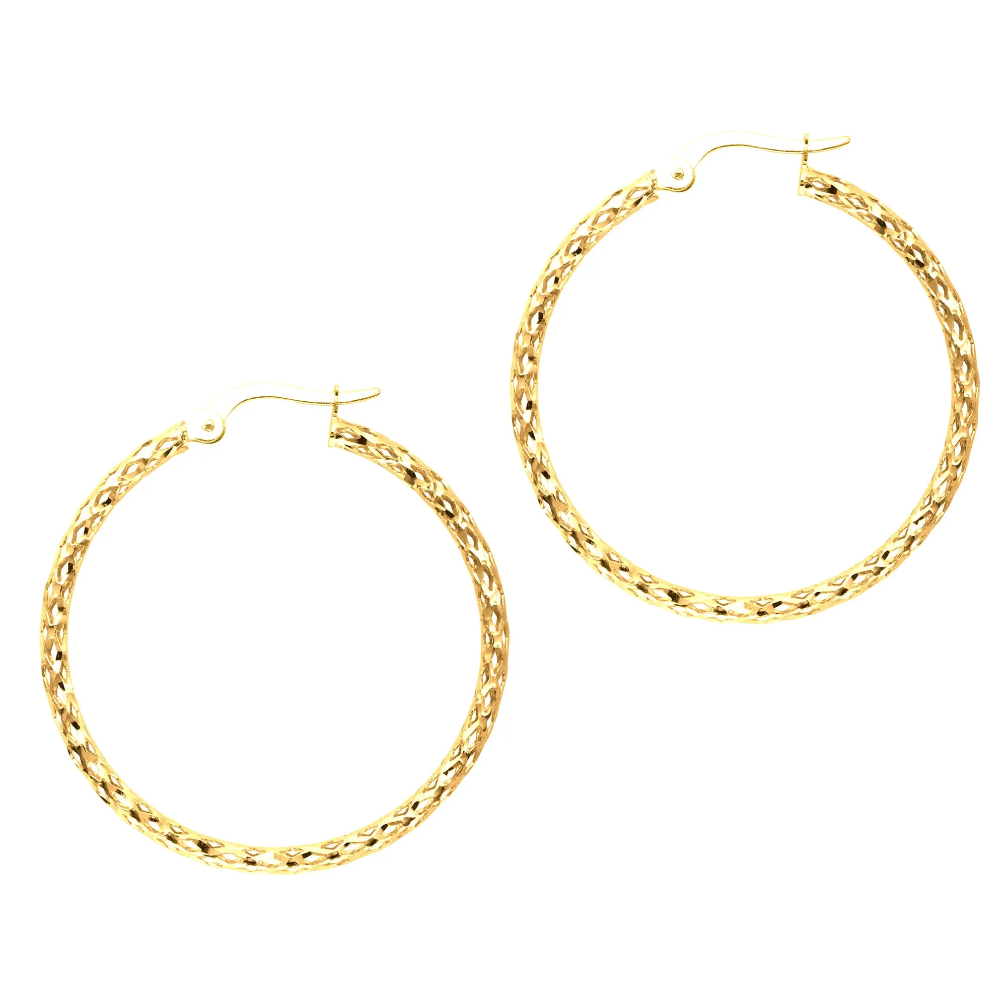 10k Yellow Gold Hoop Earrings, Diameter 30mm