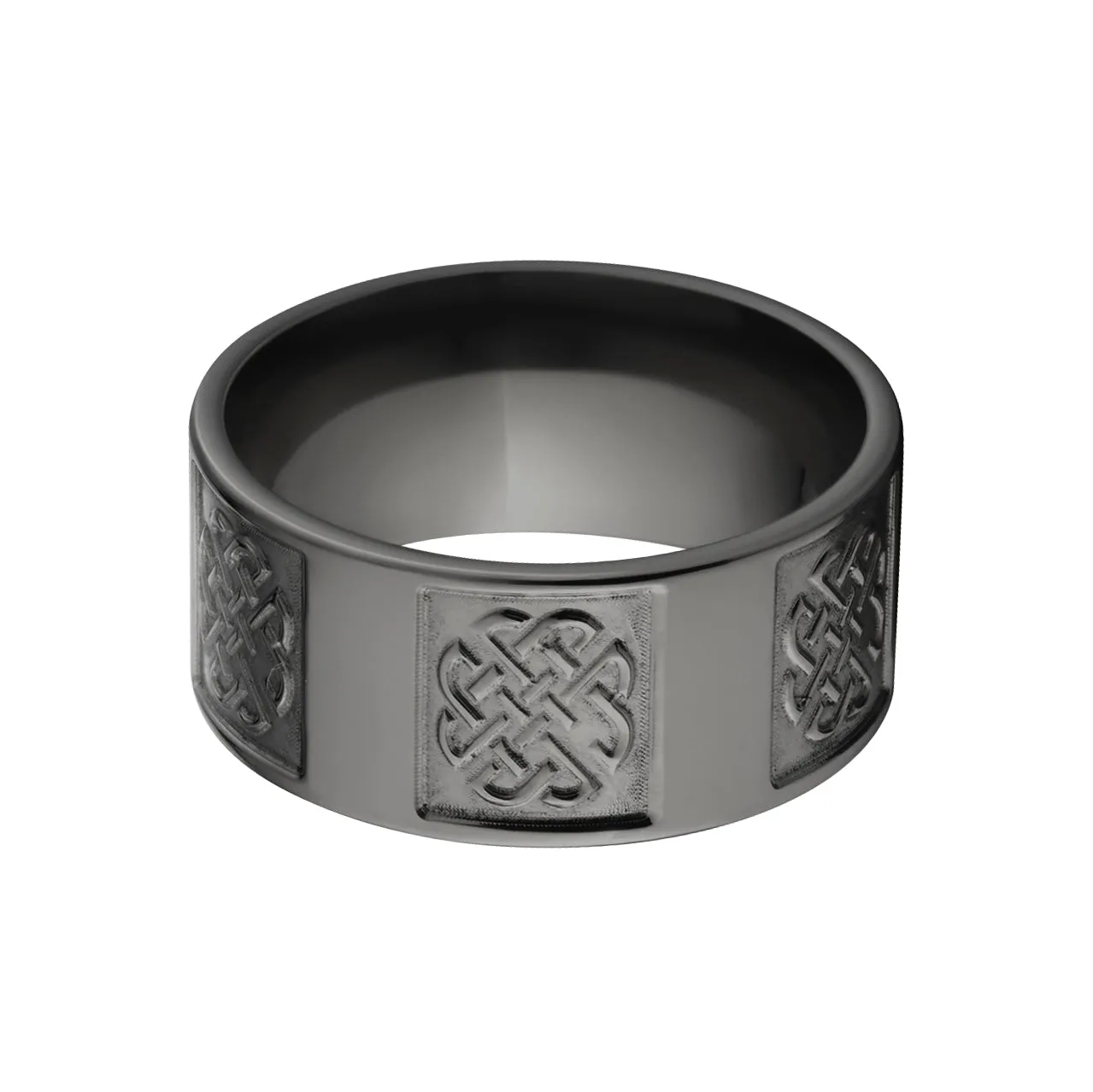 10mm Celtic Wedding Rings, Men's Black Celtic Ring