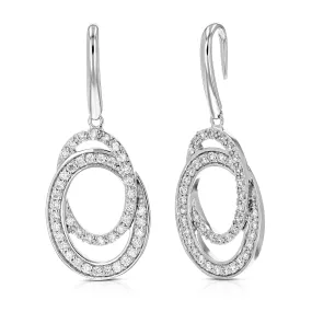 1/2 cttw Round Cut Lab Grown Diamond Dangle Earring in .925 Sterling Silver Prong Set 1 Inch