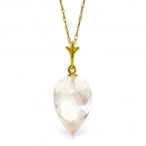 12.25 Carat 14K Solid Yellow Gold Necklace Pointy Briolette Drop White Topaz