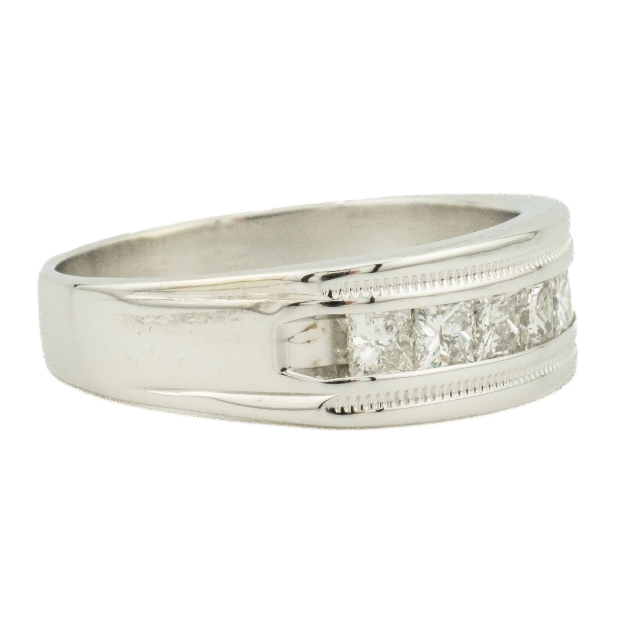 1.25ctw Gent's Diamond Accented Wedding Band in 14K White Gold - Size 10.25