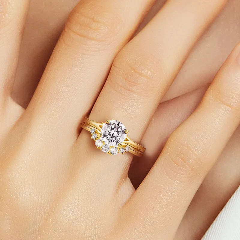 14K Gold Plated Curved Round Promise Ring