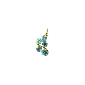 14k Gold Swiss Blue Topaz Dainty Pendant