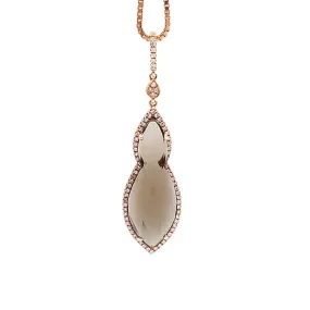 14K Rose Gold Diamond Smoky Topaz Pendant Necklace