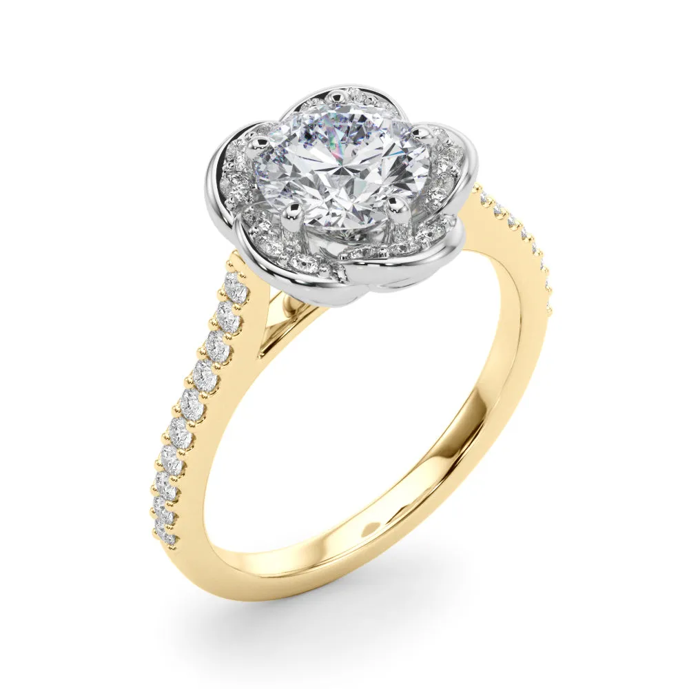 14K Scattered Diamond Halo Engagement Ring