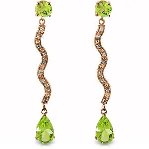 14K Solid Rose Gold Diamond & Peridot Earrings