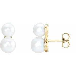 14K White Cultured White Freshwater Pearl Ear Climbers