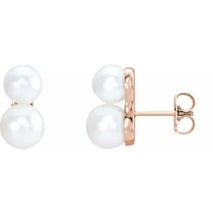 14K White Cultured White Freshwater Pearl Ear Climbers