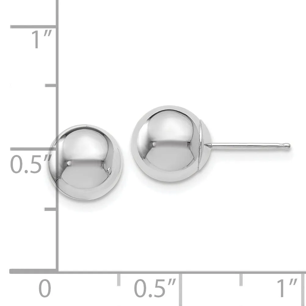 14k White Gold 8mm Ball Post Earrings