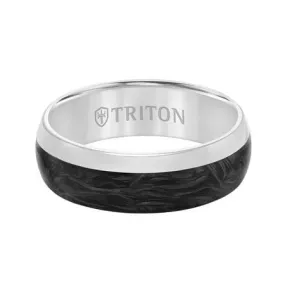 14K White Gold Band with Carbon Fiber