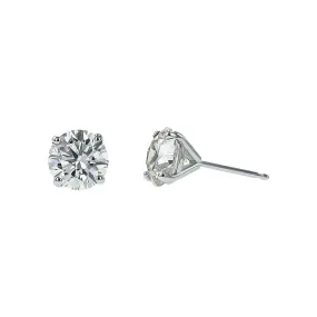 14K White Gold Diamond 4-Prong Stud Earrings