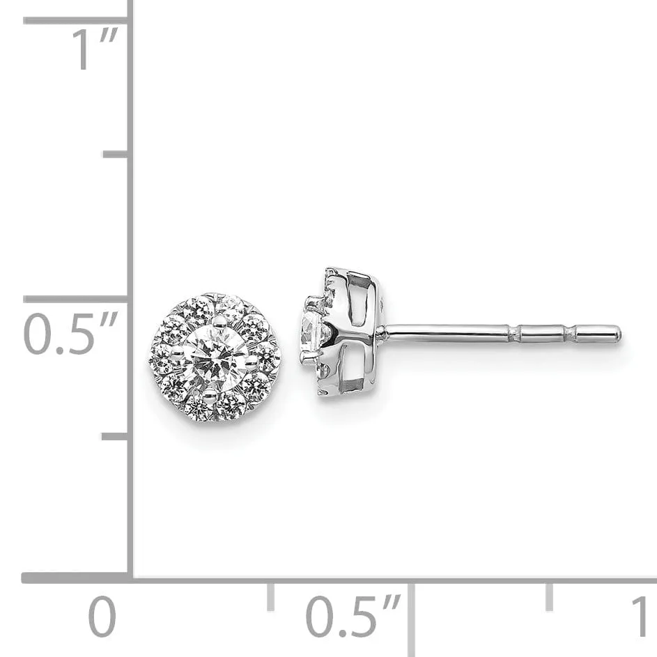 14k White Gold Diamond Cluster Post Earrings