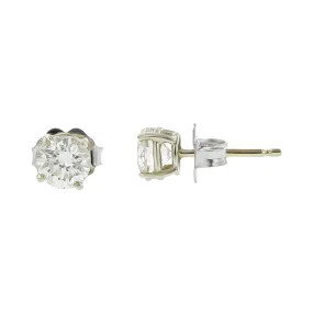 14K White Gold Diamond Stud Earrings