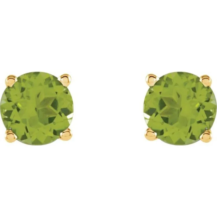 14K Yellow 5 mm Natural Peridot Stud Earrings