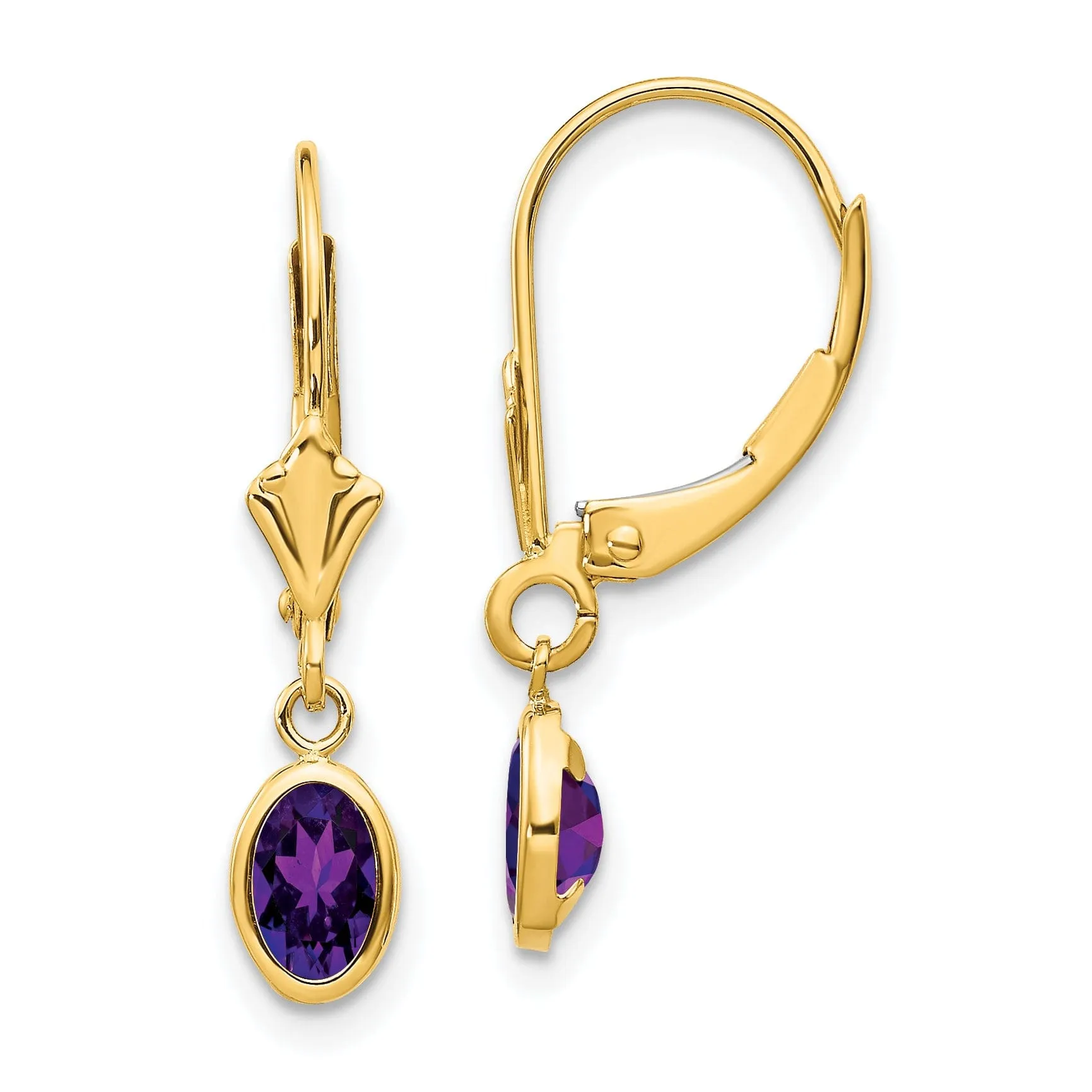 14k Yellow Gold Amethyst Birthstone Earrings