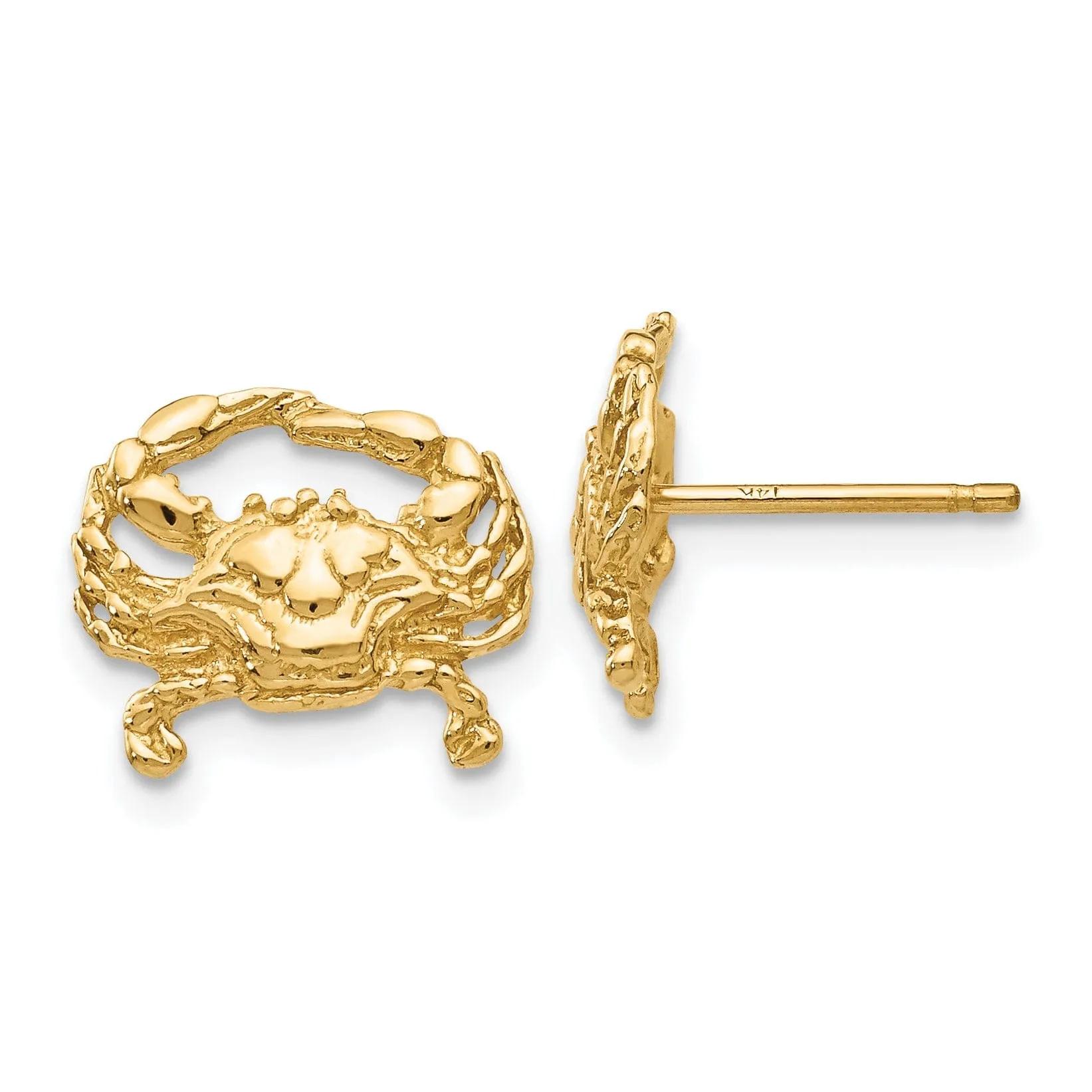 14k Yellow Gold Crab Post Earrings