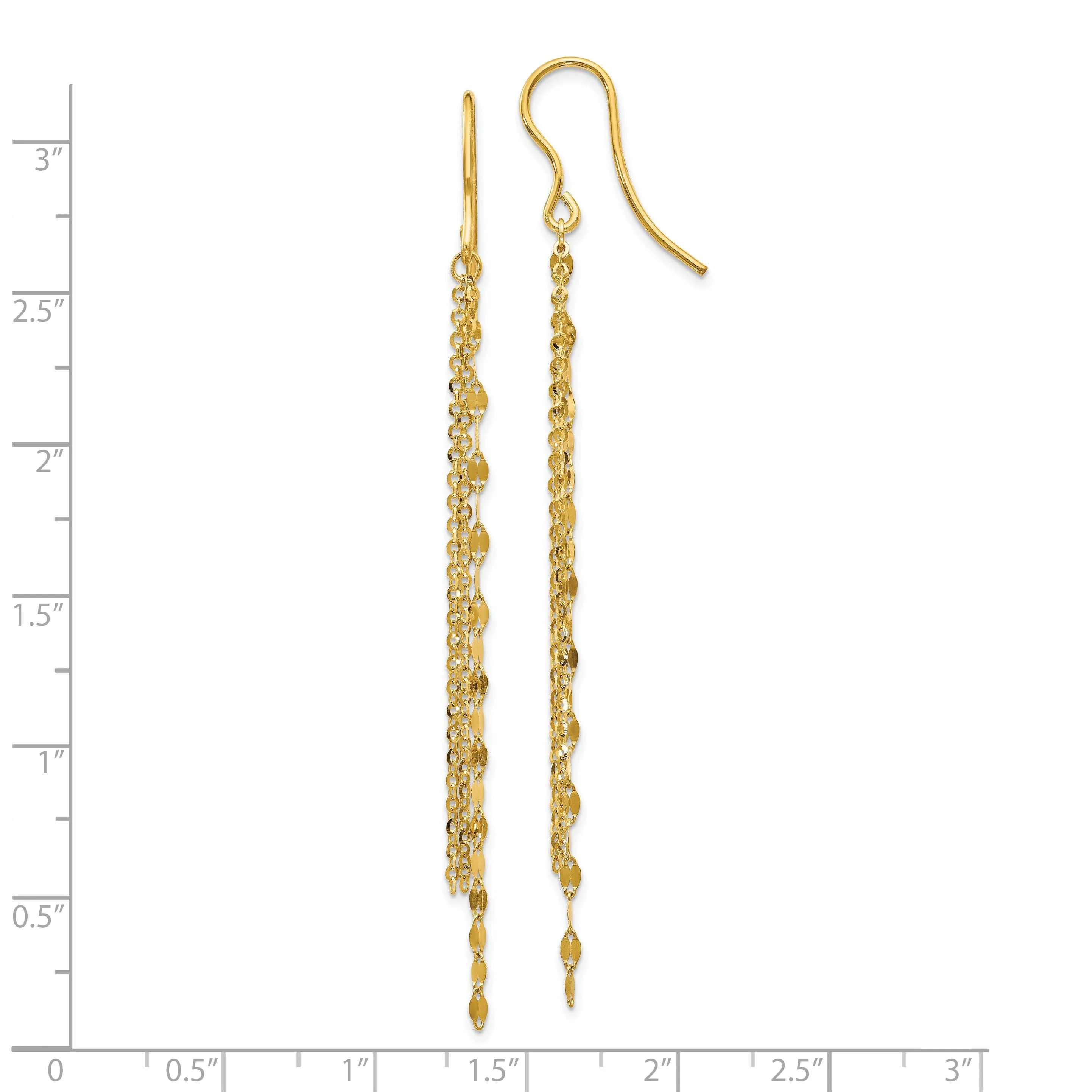 14k Yellow Gold Dangle Shephard Hook Earrings