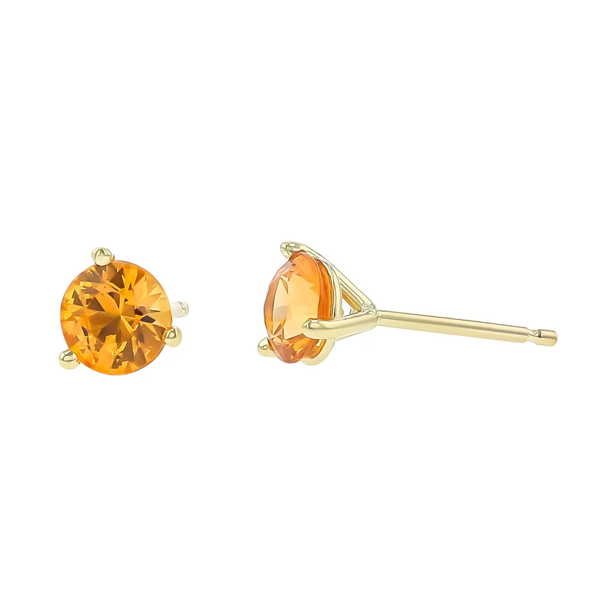 14K Yellow Gold Spessartite Garnet Stud Earrings