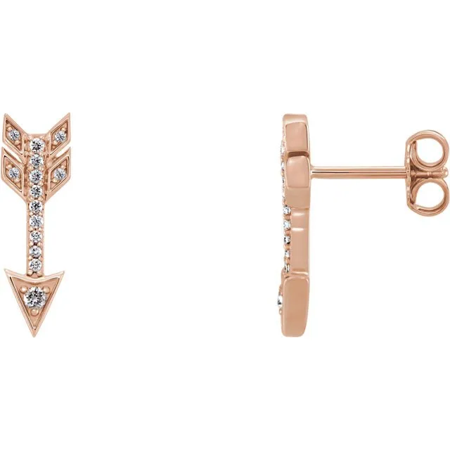 14KT Gold 1/6 CTW Diamond Arrow Earrings