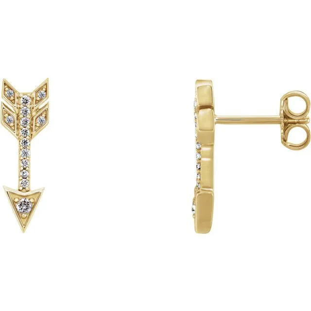 14KT Gold 1/6 CTW Diamond Arrow Earrings