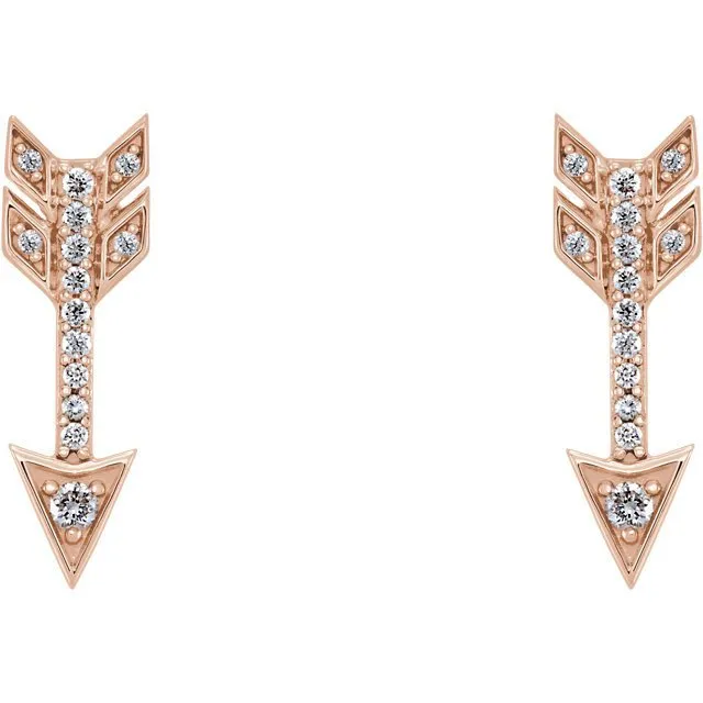 14KT Gold 1/6 CTW Diamond Arrow Earrings