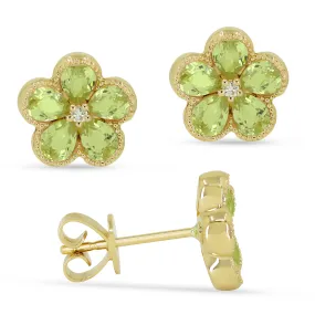 1.76ct Peridot Stud Earrings in 14K Yellow Gold