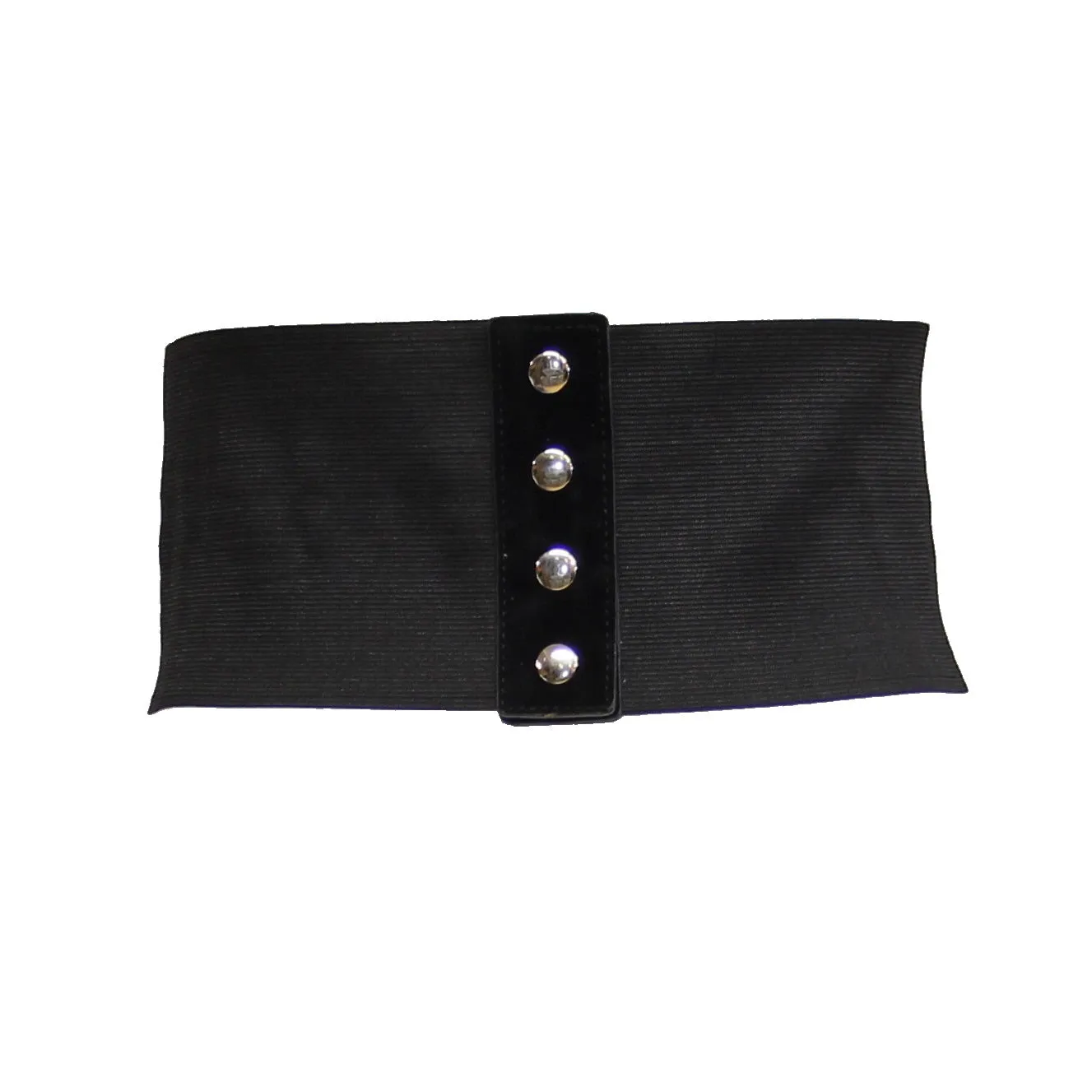 17cm Black Very Wide Elasticated Suede Waist Lace Up Corset Belt with Press Button Closure