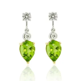 18ct Gold Peridot & Diamond Earrings