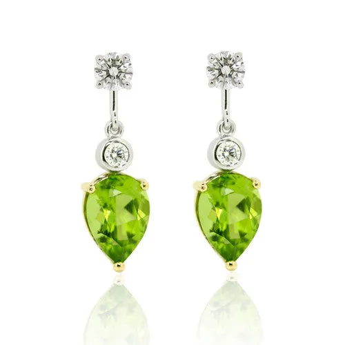 18ct Gold Peridot & Diamond Earrings