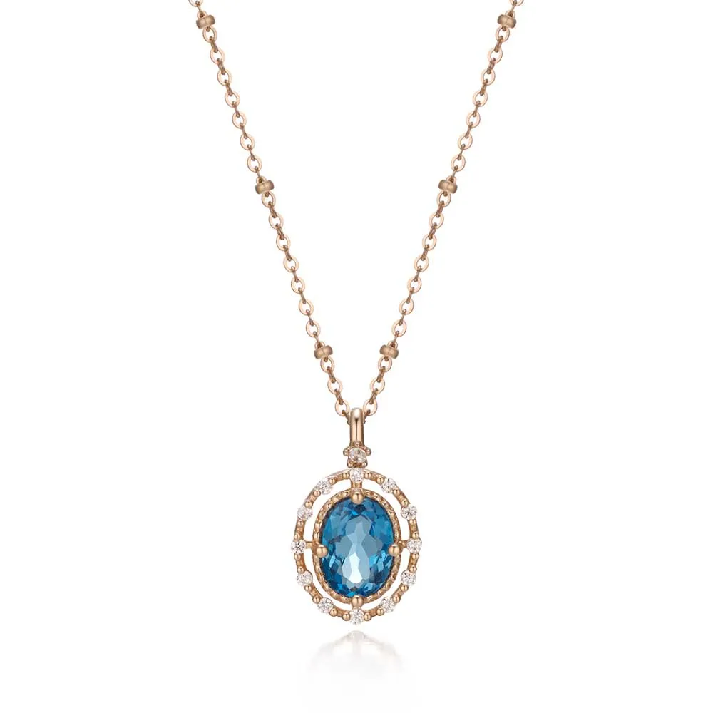 [18K Gold] Liena Blue Topaz Necklace