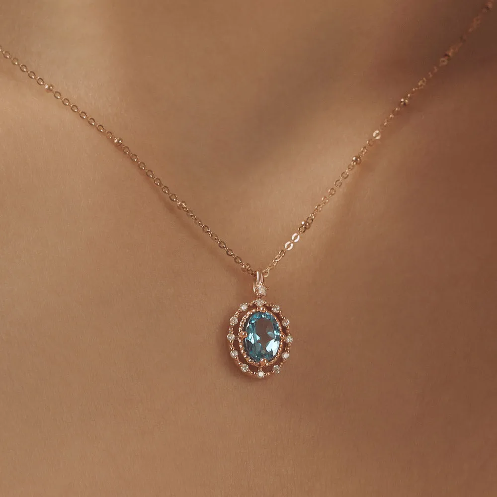 [18K Gold] Liena Blue Topaz Necklace