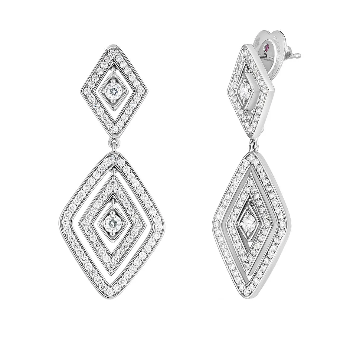 18K White Gold Diamante Diamond Dangle Earrings