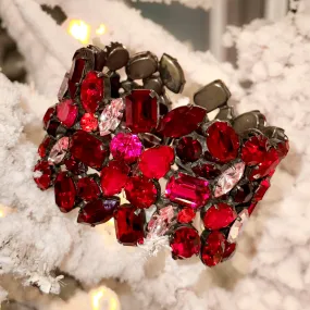 1960s Red Crystal Rhinestone Cuff