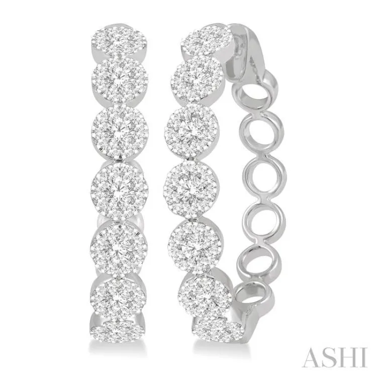 2 ctw Lovebright Round Cut Diamond Hoop Earrings in 14K White Gold