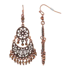 2028 Jewelry Burnt Copper Light Topaz Crystal Wire Chandelier Earrings