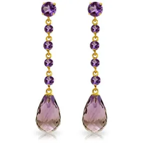 23 Carat 14K Solid Yellow Gold New View Amethyst Earrings