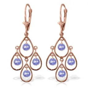 2.4 Carat 14K Solid Rose Gold Chandelier Earrings Tanzanite