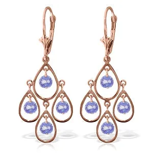 2.4 Carat 14K Solid Rose Gold Chandelier Earrings Tanzanite