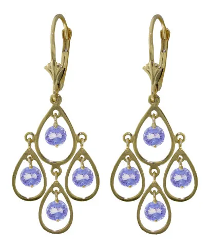 2.4 Carat 14K Solid White Gold Chandelier Earrings Tanzanite