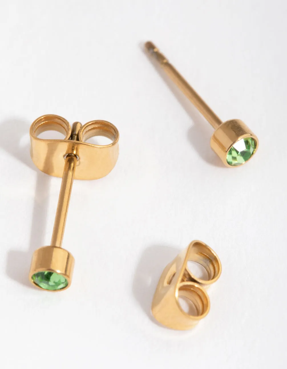 24 Carat Gold Plated Titanium August Peridot Stud Earrings