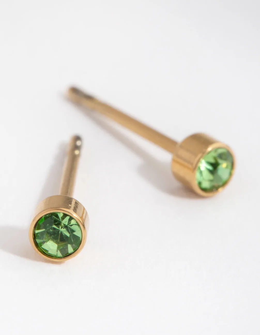 24 Carat Gold Plated Titanium August Peridot Stud Earrings