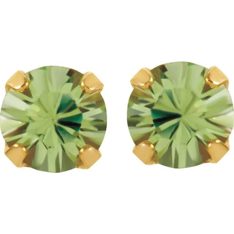 24K Gold-Plated Stainless Steel Imitation Peridot Inverness® Piercing Earrings