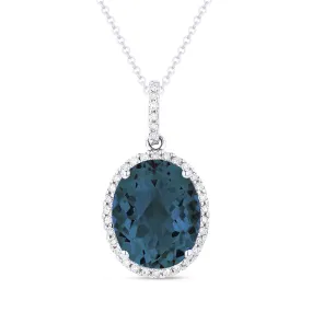 2.77ct London Blue Topaz 16"Pendant Necklace in 14K White Gold