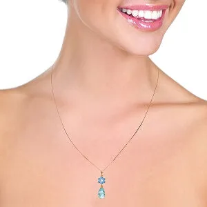 2.78 Carat 14K Solid Rose Gold Necklace Natural Blue Topaz Diamond