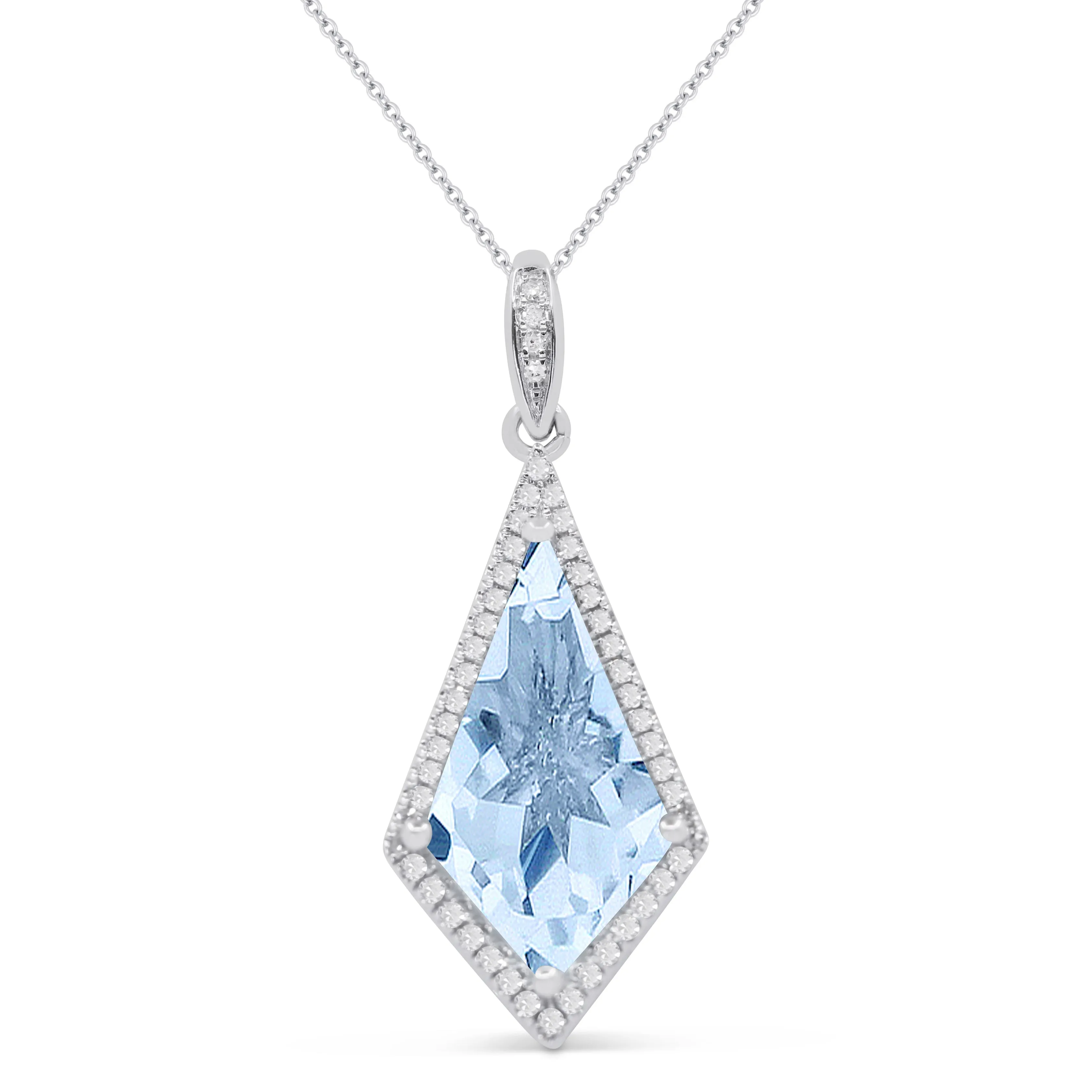 2.93ct Blue Topaz 16"Pendant Necklace in 14K White Gold