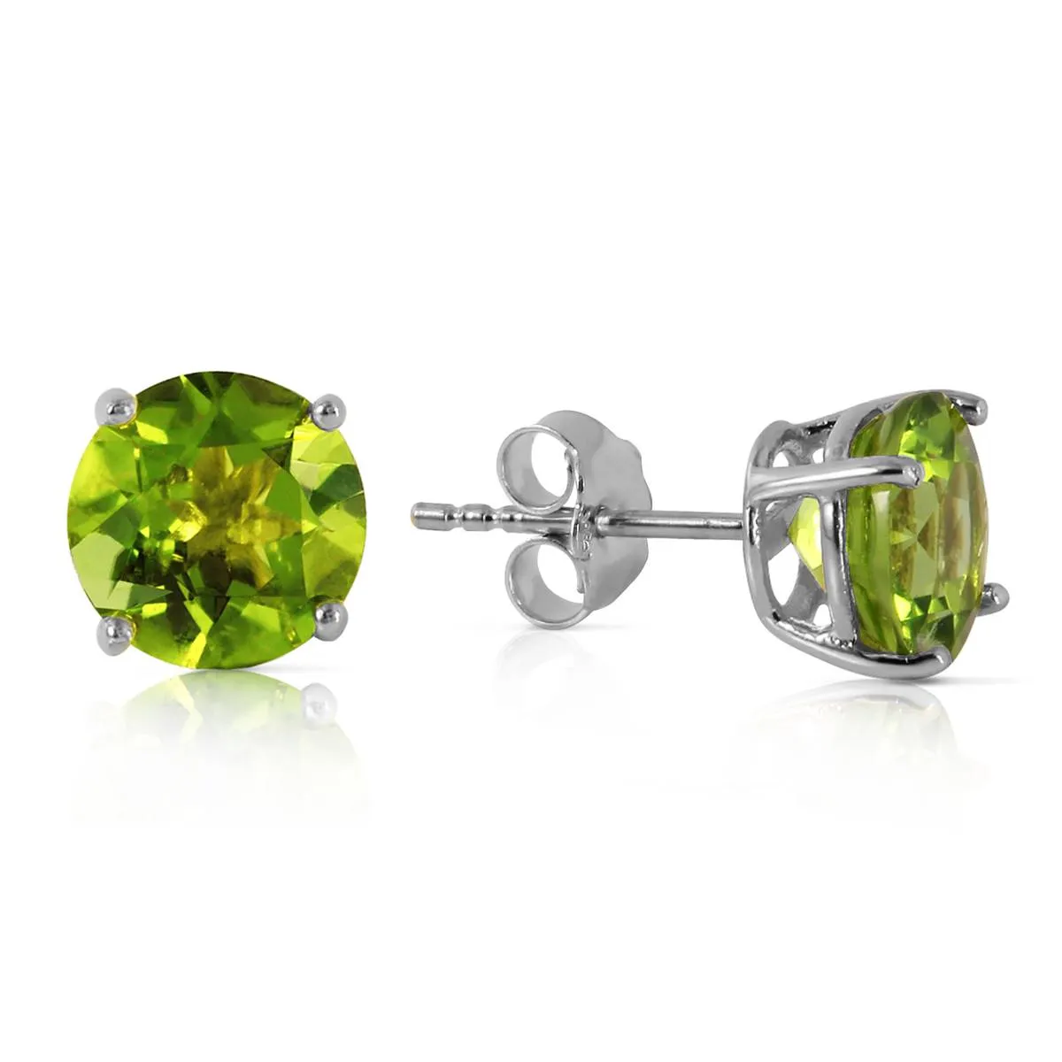 3.1 Carat 14K Solid White Gold Stud Earrings Natural Peridot