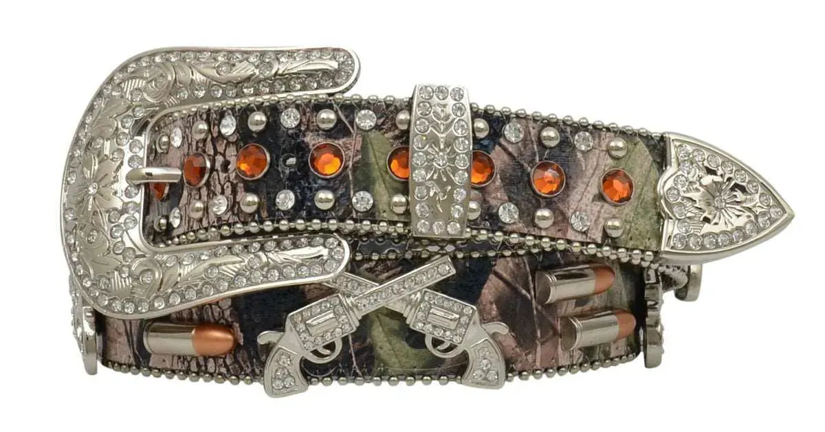 3D Topaz Studded Camo Belt - Womens Belt