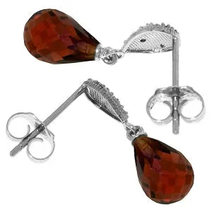 4.53 Carat 14K Solid White Gold River Of Wine Garnet Diamond Earrings